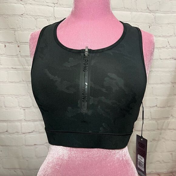 Zumba Fitness Other - ZUMBA FITNESS! Medium STRONG NATION STRONG BY ZUMBA zip up scoop sports bra nwt